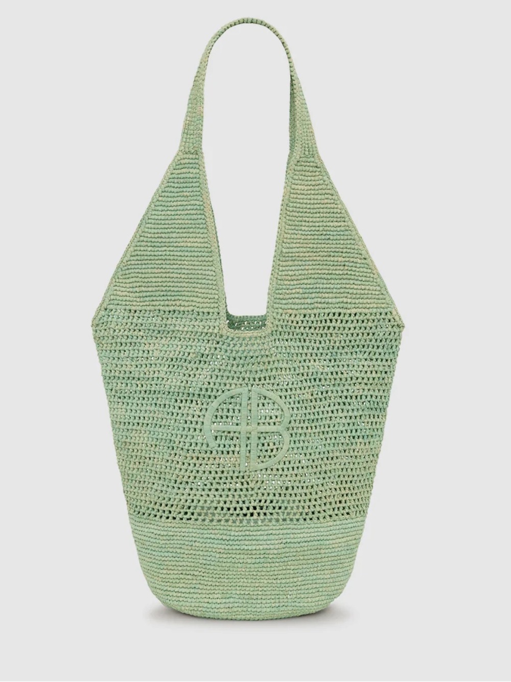 Anine Bing LEAH LOGO HOBO RAFFIA in Sea Foam Green